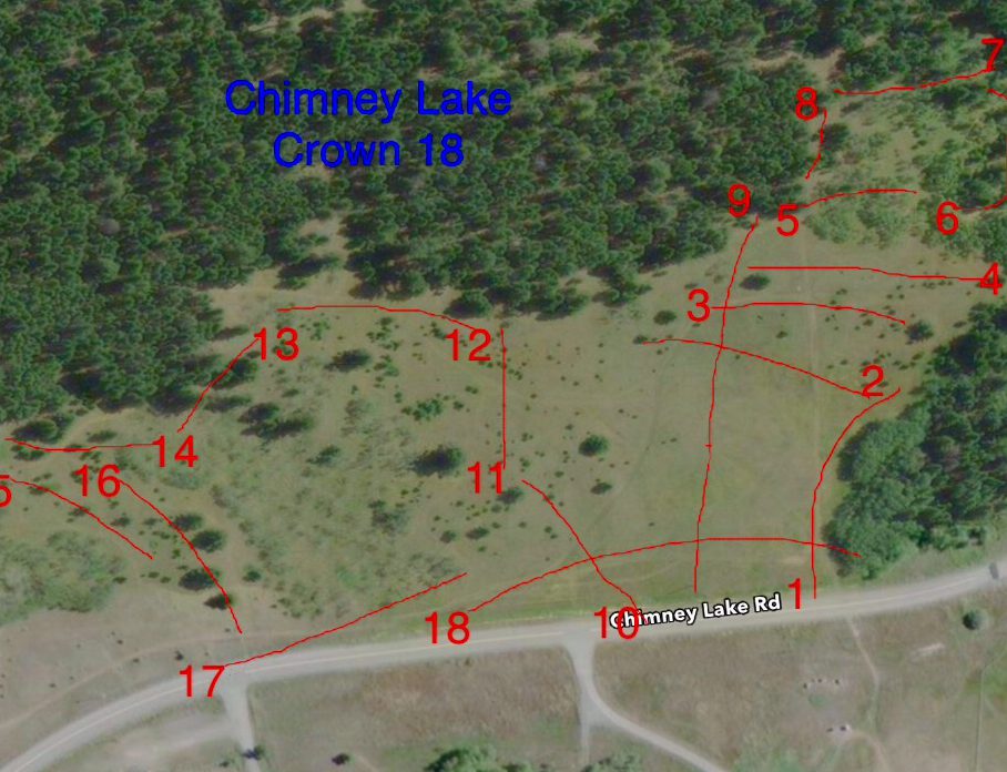 Map of the Chimney Lake Disc Golf Course